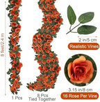 Aneco 8 Pack 64 FT Terracotta Flower Garland Fall Artificial Rose Vines Roses Fake Vine Flowers Plants Party Supplies for Fall Holiday Wedding Garden Craft Art Decoration - Image 2