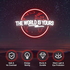 The World Is Yours Neon Sign Carved Planet Adjustable Brightness USB Powered LED Neon Signs for Wall Decor Light Up Signs for Bedroom Classroom Office Man Cave Game Room 41cm*31cm - Image 4