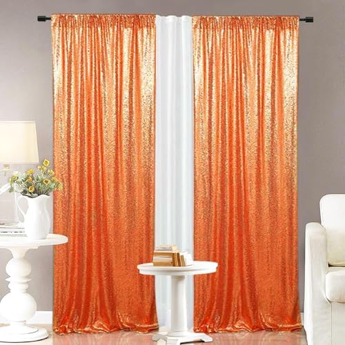 Eternal Beauty Orange Sequin Backdrop Curtains, 4 Panels 2x8FT - Image 6
