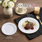 KIRE 120PCS White Plastic Plates - Heavy Duty White Disposable Plates for Party/Wedding - Include 60Pieces 10.25inch Dinner Plates - 60Pieces 7.5inch Dessert/Salad Plates - Image 6