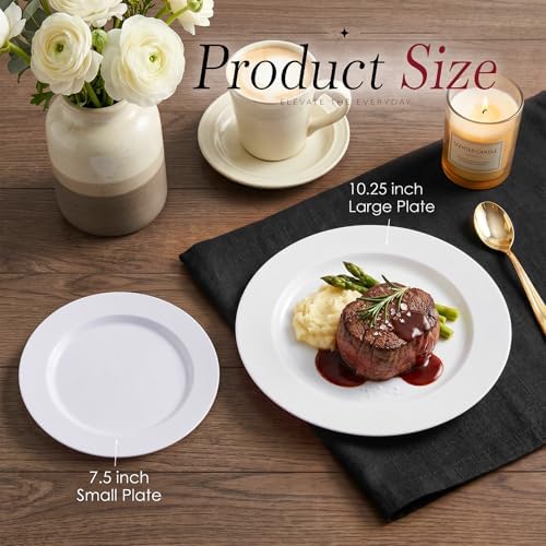 KIRE 120PCS White Plastic Plates - Heavy Duty White Disposable Plates for Party/Wedding - Include 60Pieces 10.25inch Dinner Plates - 60Pieces 7.5inch Dessert/Salad Plates - Image 6