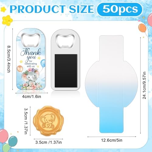 50 Sets Baby Shower Elephant Bottle Opener Thank You - Image 2