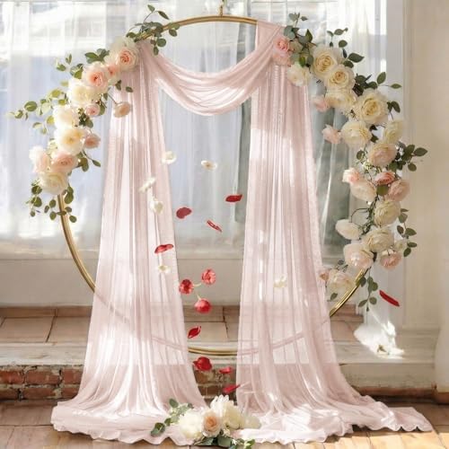 Pack of 1 Wedding Arch Drape Panel Fabric 30" x 40ft - Nude - Image 6