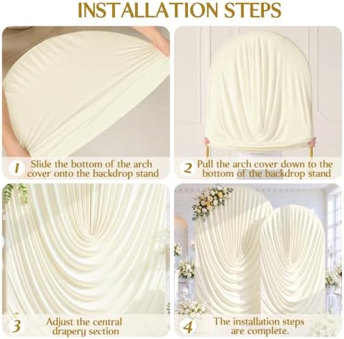 Beige Wedding Arch Backdrop Cover 7.2ft and 6ft Draped Arch Covers Stretchy Backdrop Spandex Balloon Arch Covers for Bridal Shower Baby Shower Engagement Photography Birthday Party Decorations - Image 7