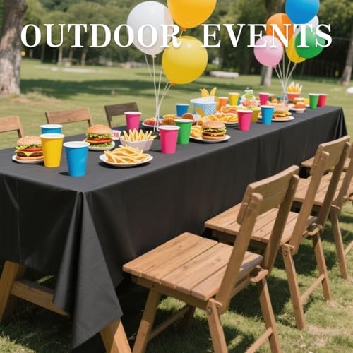 DRESSMAKER 10 Pack Black Table Cloth Rectangle 60X102 Inch Fit 6FT Table - Image 5