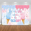 Ice Cream Gender Reveal Backdrop 10x7ft He or She What's The Scoop Summer Gender Reveal Party Decorations Background Boy or Girl Banner Photo Booth Props by Fitumiw