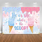 Ice Cream Gender Reveal Backdrop 10x7ft He or She What's The Scoop Summer Gender Reveal Party Decorations Background Boy or Girl Banner Photo Booth Props by Fitumiw