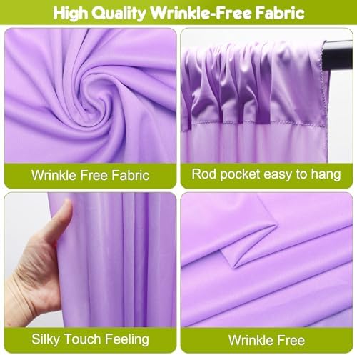 Wokceer Lavender Purple Backdrop Curtain Drapes for Parties, 3Pack 10x10FT - Image 4