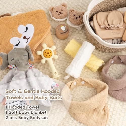 24-Piece Baby Gift Basket, Baby Shower Gift Set for Newborns, Khaki - Image 5