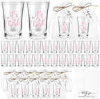 Pickmesh 100 Sets Baby Shower Party Favors for Guests 1.2 oz Acrylic Clear Shot Glasses Thank You Tag Card Organza Bag Twine for Baby Shower Gender Reveal Appreciation Theme Return Gift(Girl) by Pickmesh