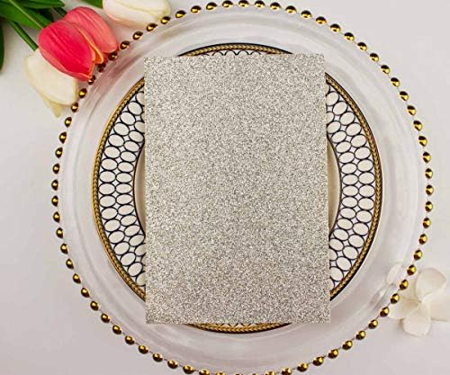 50 pcs 250GSM Silver Glitter Wedding Invitations Cards Laser Cut Pocket Covers only, no envelope,no insert 5x7 - Image 2