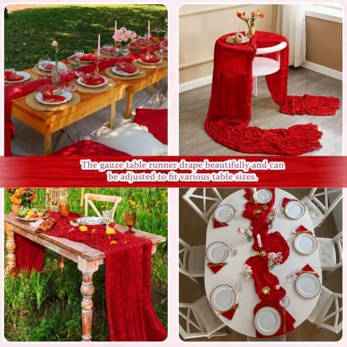 Red Cheesecloth Table Runners 10FT Runner for Events Table Decor - Image 7