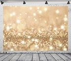BELECO 15x10ft Fabric Bokeh Gold Backdrop Golden Glitter Twinkle Lights Background Gold Spot Sparkles Photography Backdrop for Baby Shower Wedding Birthday Party Photoshoot Kids Newborn Photo Props by BELECO