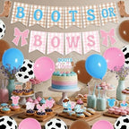 Boots or Bows Gender Reveal Decorations - 235 Pcs Boy or Girl What Will Baby Be Gender Reveal Party Supplies Include Backdrop Balloon Garland Banner Cake Topper Cupcake Toppers Balloon Tools - Image 7