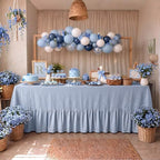 Moukeren 120"x60" Ruffled Tablecloth Table Cover, Blue, Classic by Moukeren