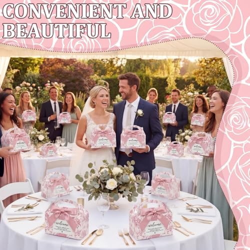 Jaloro 24 Set Pink Chinoiserie Wedding Welcome Boxes 9x6x6 Gable Boxes - Image 3