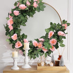 Aneco 8 Pack 64 FT Pink Flower Artificial Rose Vines Roses Fake Vine Flowers Plants Party Supplies for Holiday Wedding Garden Craft Art Decoration - Image 6