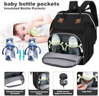 DERJUNSTAR Diaper Bag Backpack, Large Baby Bag with Changing Pad, Thick Padded Back & Straps, Laptop Compartment, Waterproof Travel Backpack with USB Port, Multi-Function for Mom & Dad, Black - Image 3