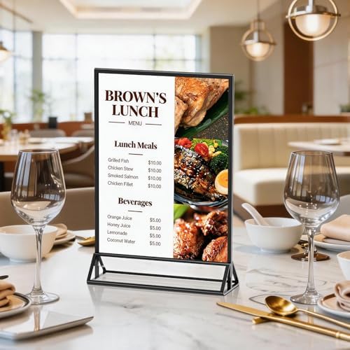 PPH-Sisy Acrylic Sign Holder 8.5x11 Double-Sided Black Picture Frames Clear Sign Holder for Flyer Holder Menu Holder Wedding Table Number Holder Photo Frame - 6 Pack - Image 2