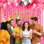 10 x 7 Feet Hot Pink Backdrop Curtain for Partie, Background Curtains for Photoshoot, Birthday, Wedding, Halloween, Thanksgiving, Christmas Day, New Year Party Decorations 5Ft x 7Ft, 2 Panels - Image 4