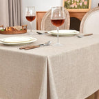 Fitable 6 Pack Beige Faux Linen Tablecloths Rectangle 60x120 Inch - Image 3