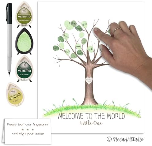 Neutral Baby Shower Fingerprint Tree Set Guestbook Alternative, 8.5x11" - Image 4