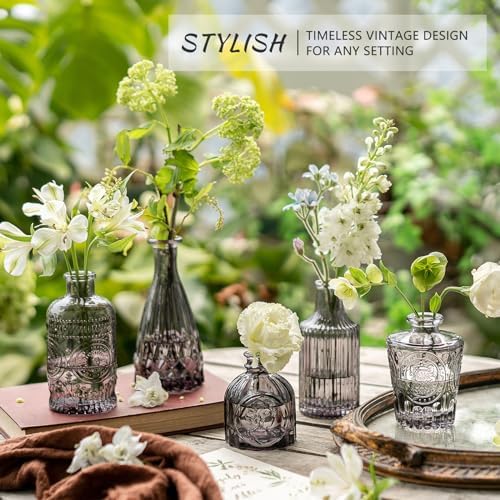 SUPMIND Glass Bud Vases Set of 12, Small Black Flower Vases in Bulk - Image 2