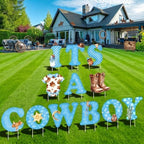 Sliner 12 Pcs It's a Cowboy Yard Signs Western Baby Shower Decorations by Sliner