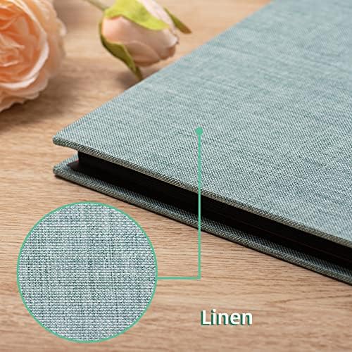 Large Photo Album Self Adhesive for 4x6 8x10 Magnetic Scrapbook Album DIY 60 Black Sticky Pages Linen Cover Photo Album(Green) - Image 5