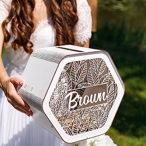 2B1WEDDING Personalized Wedding Card Box - Rustic Decorations for Reception Ceremony - Wooden Card Box for Party, Bridal Shower Anniversary - Wedding Keepsake Box Gift Box for Cards for Money - Image 6