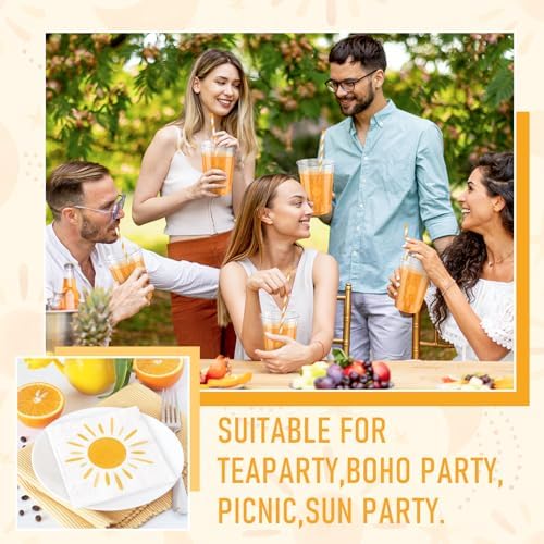 JarThenaAMCS Boho Sun Disposable Tableware Set Serves 50, Yellow Sunshine - Image 7