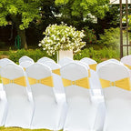 Gold Chair Sashes 50 Pack Spandex Stretch Chair Band Sashes with Buckles for Folding Chairs Wedding Party Reception Baby Shower Events Banquet Decorations - Image 6