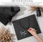 Silkfly 24 Pcs Paper Gift Bags with Handles & Bow Ribbon, Pure Black - Image 4