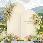 Beige White Arch Backdrop Cover Set of 2 Cream Arch Covers 7.2 and 6ft Spandex Wedding Arch Covers Stretchy Backdrop - Image 3