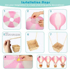 Palmhill 8 Sets 11.8" Hot Air Balloon Decorations Lanterns With Led Light - Image 3