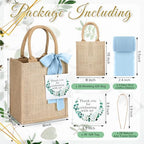 20 Sets Burlap Tote Gift Bags with Handles Jute Bags, Blue - Image 2