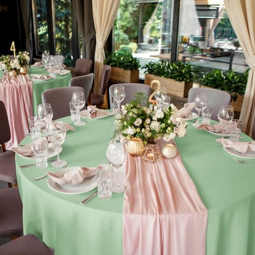 YMHPRIDE 6 Pack Round Tablecloth Sage Green Table Cloths 90 Inch Polyester Round Tablecloth,Sage Green Tablecloths Round 90 inch Washable Fabric Table Covers for Wedding,Party,Dining,Banquet - Image 6