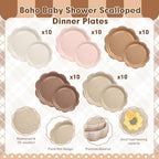 350 Pcs Baby Shower Decoration - Neutral Gradient Brown Plates and Napkins Tableware Set Include Scalloped Paper Plate Napkin Cup & Cutlery for Baby Shower, Wedding, Birthday, Espresso Martini Theme - Image 6