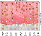 8x6ft Pink Dreamy Golden Stars Pendant Backdrop Girl Baby Shower Party Birthday Decorations Banner Photography Background Photo Booth Props - Image 2