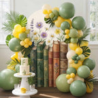 Colored Books Arch Backdrop Cover 6.6 FT, Vintage Floral Book Spines Linen Texture Wedding Arch Cover Stretchy Backdrop Stands Covers for Birthday Party Ceremony Banquet Decor - Image 2
