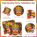 Pickmesh 400 Pcs Tiki Party Supplies, Hawaiian Luau Tableware for 50 Guest - Image 3