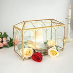 Glass Wedding Card Box with Lock, 12.6x5.9x9 inches Large Gold Card Boxes - Image 6
