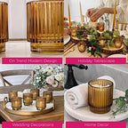 Kate Aspen 24PCS Vintage Ribbed Amber Glass Tealight & Votive Candle Holders, Fall Decor, Boho Decor, Shelf Decoration for Wedding, Bachelorette, Bridal Shower & Anniversary - Image 6