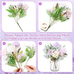 Zeyune 6 Sets Mason Jar Table Centerpiece Artificial Flower, Purple - Image 2