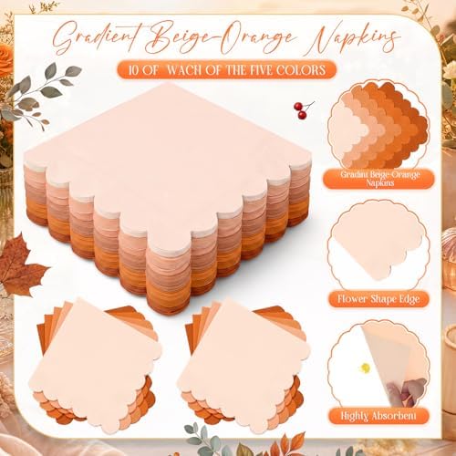 Zhehao 150 Pcs Orange Paper Plates Napkins Serves 50 - Image 5