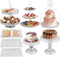Lallisa 8 Pcs Cake Stands Set Metal Dessert Table Display Tiered Cupcake Holder Candy Donut Fruit Plate Cake Serving Tray with Handle Treats Serving Tower for Wedding Birthday Party (Sliver) by Lallisa