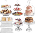 Lallisa 8 Pcs Cake Stands Set Metal Dessert Table Display Tiered Cupcake Holder Candy Donut Fruit Plate Cake Serving Tray with Handle Treats Serving Tower for Wedding Birthday Party (Sliver) by Lallisa