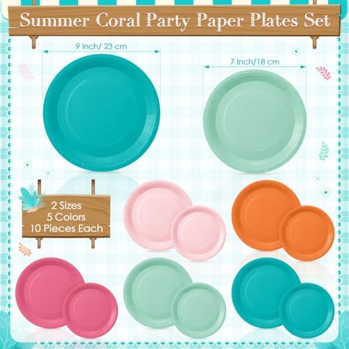 Mimorou 354 Pcs Tropical Coral Party Supplies for 50 Guestes - Image 2