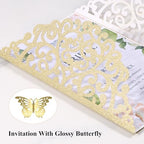50PCS Gold Wedding Invitations with Envelopes and RSVP Cards - Image 7