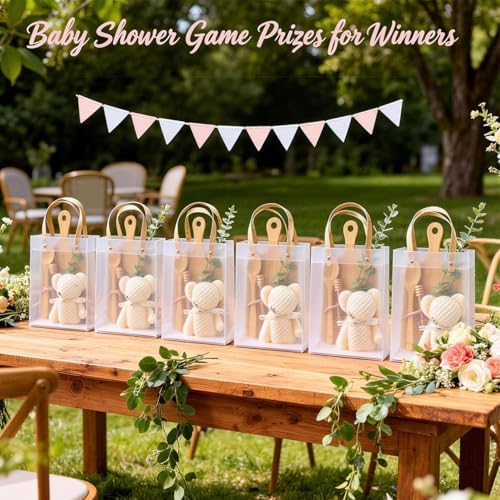 Baby Shower Prizes for Game Winners Bamboo Cheese Board Spoon Towel Thank You Card and Gift Bags for Baby Shower Wedding Bridal Shower Favors, 6 Sets - Image 4